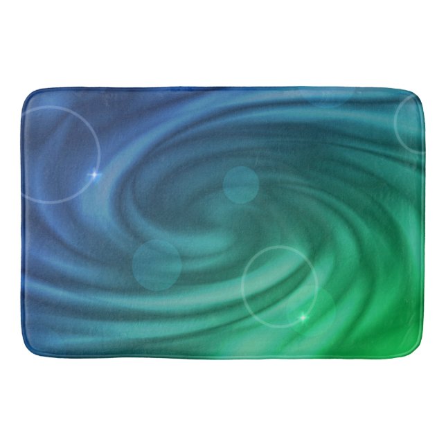Tapete De Banheiro Agitação De Cor Azul Suave E Verde (Frente)