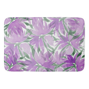 Tapete De Banheiro Água-forte Floral Elegante Lavanda Roxa