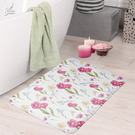 Tapete De Banheiro Água-forte Floral Rosa de Flor Silvestre