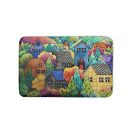 Tapete De Banheiro Aldeia Do Lado Da Água Com Casas Coloridas