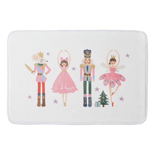 Tapete De Banheiro Alegre quebra-nozes rosa de Natal (Frente)