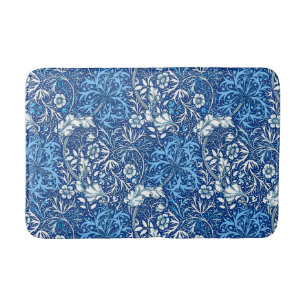 Tapete De Banheiro Alga de Nouveau da arte floral, azuis cobaltos e