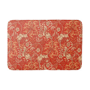 Tapete De Banheiro Alga floral, laranja coral profunda de Nouveau da