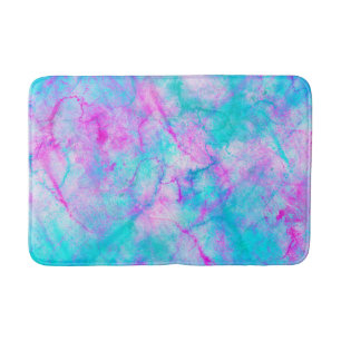Tapete De Banheiro Algodão Doce Rosa & Azul Mancha de Aguarela