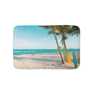 Tapete De Banheiro Almofada de lançamento de pranchas na praia