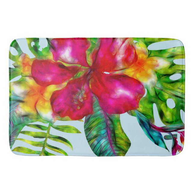 Tapete De Banheiro Aloha Bright Electric Pop Tropical Floral (Frente)