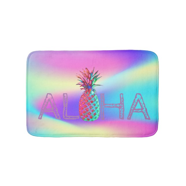 Tapete De Banheiro Aloha Hawaiian Pineapple Holographic (frente)