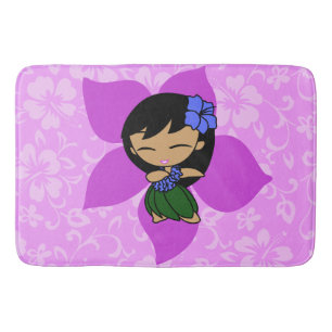 Tapete De Banheiro Aloha Honys Hawaiian Hibiscus Vintage Hula Girl
