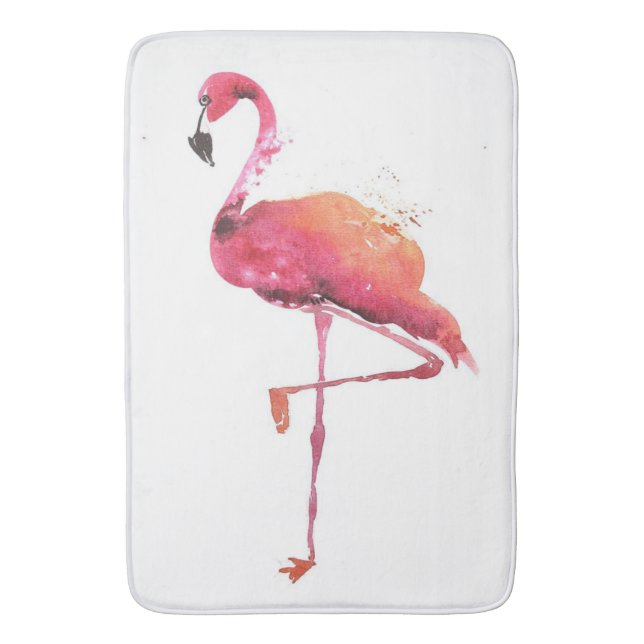 Tapete De Banheiro Alojamento Flamingo Por Aquarela | Amantes Flaming (Frente Vertical)