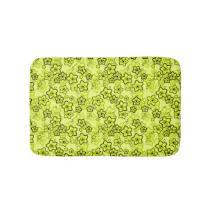 Tapete De Banheiro Amarelo com padrão floral neon brilhante preto
