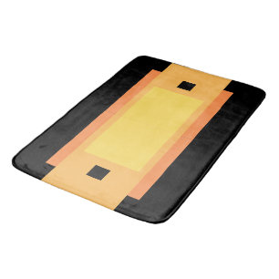 Tapete De Banheiro Amarelo - Mínimo Laranja Preto