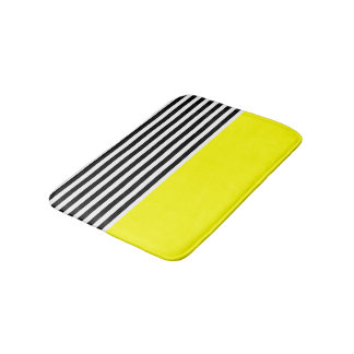 Tapete De Banheiro Amarelo-neon com riscas brancas e pretas