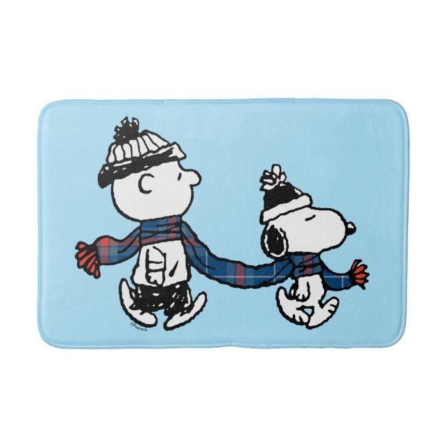 Tapete De Banheiro Amendoins | Snoopy & Charlie Brown Winter Scarf (Frente)