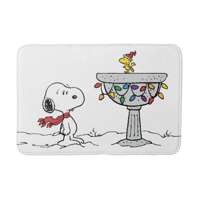 Tapete De Banheiro Amendoins | Snoopy & Woodstock congelado (Frente)