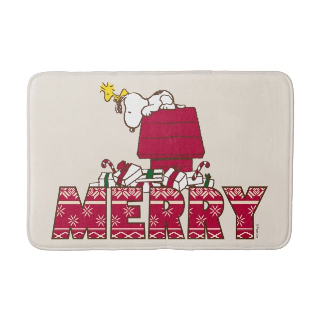 Tapete De Banheiro Amendoins | Snoopy & Woodstock Feliz Ugly Sweater (Frente)