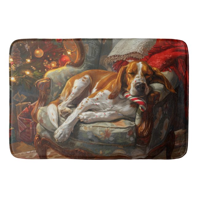Tapete De Banheiro American English Foxhound Dog Christmas Festivo (Frente)
