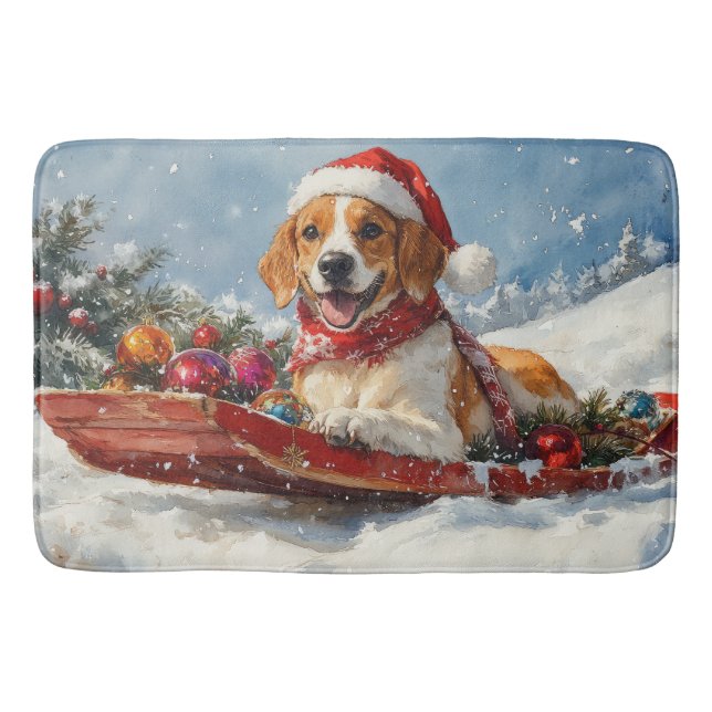 Tapete De Banheiro American English Foxhound no Sledge Christmas (Frente)