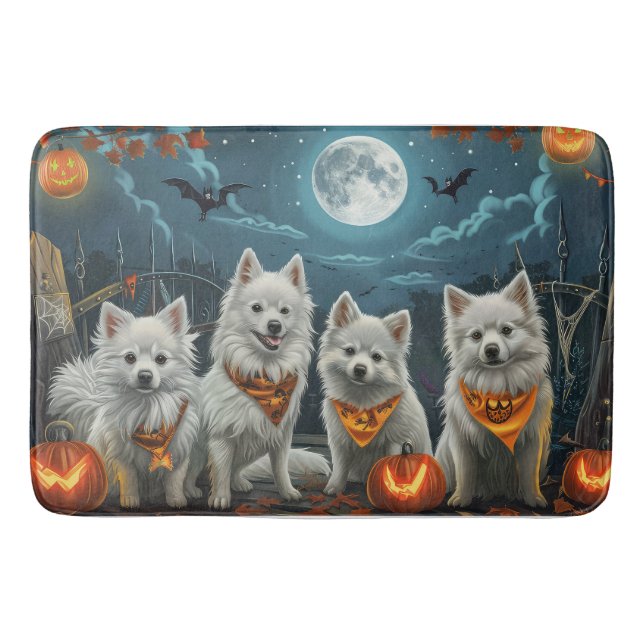 Tapete De Banheiro American Eskimo Halloween Spooky (Frente)