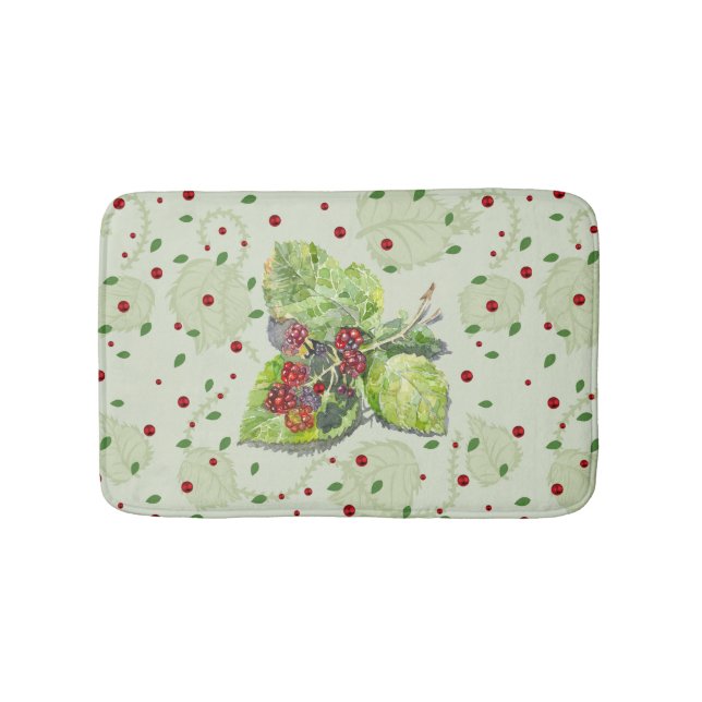 Tapete De Banheiro Amoras vermelhas e pretas (frente)