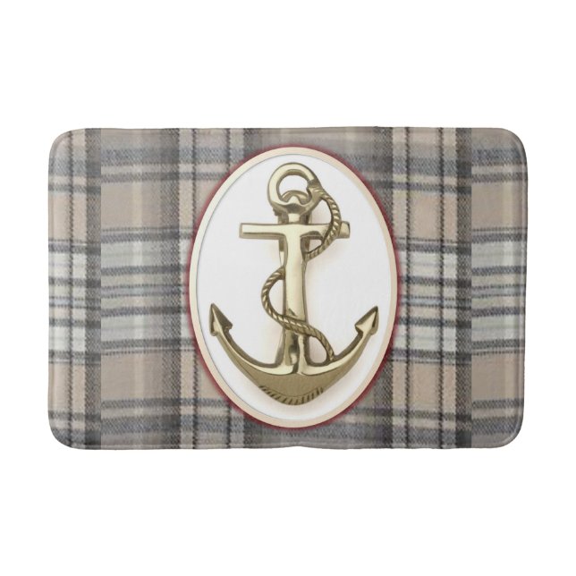 Tapete De Banheiro Anchor Xadrez Beach Bathroom Bath Mat (Frente)