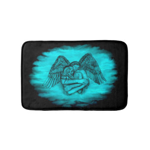 Tapete De Banheiro Angel Eros in Love, design preto e verde