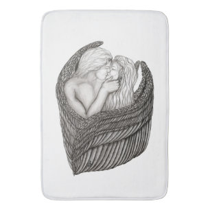 Tapete De Banheiro Angels Kissing, Design preto e branco