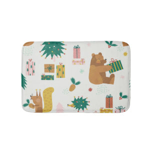 Tapete De Banheiro Animais da Floresta de Natal: Vintage Vibe