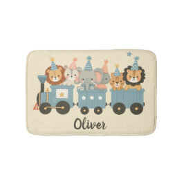 Tapete De Banheiro Animais de Festa Fofos no Trem Personalizado