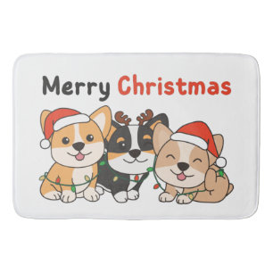 Tapete De Banheiro Animais de Natal de Corgi - Cachorros de Bonita Fe