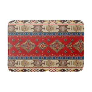 Tapete De Banheiro Antigo Kilim Turco Azul Vermelho Vintage