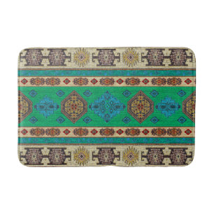 Tapete De Banheiro Antigo Kilim Turco Verde Azul Vintage