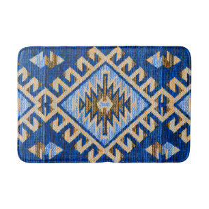 Tapete De Banheiro Antigo Oriental Azul Bege Kilim Turco