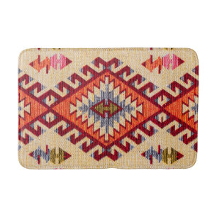 Tapete De Banheiro Antigo Oriental Vermelho Bege Kilim Turco