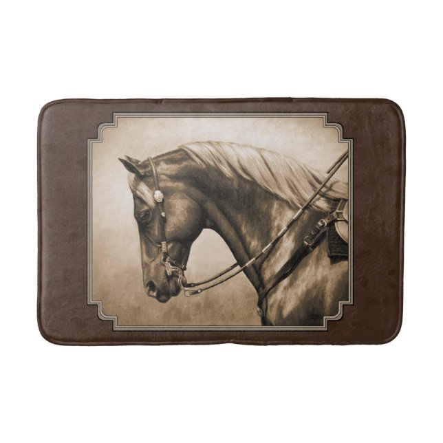 Tapete De Banheiro Antigo Quarto Oeste Horse Sepia Brown (Frente)