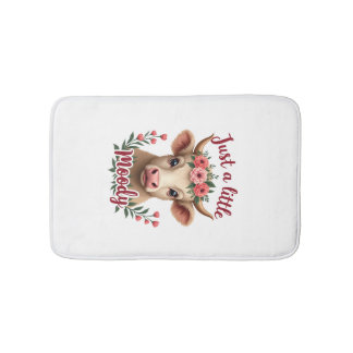 Tapete De Banheiro Apenas um pouco mal-humorado vintage floral vaca h