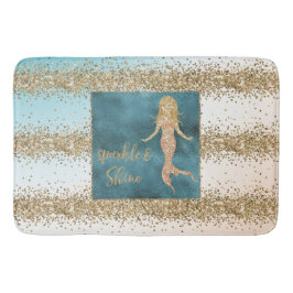 Tapete De Banheiro Aqua Dourada Mermaid Sparkle Confetti