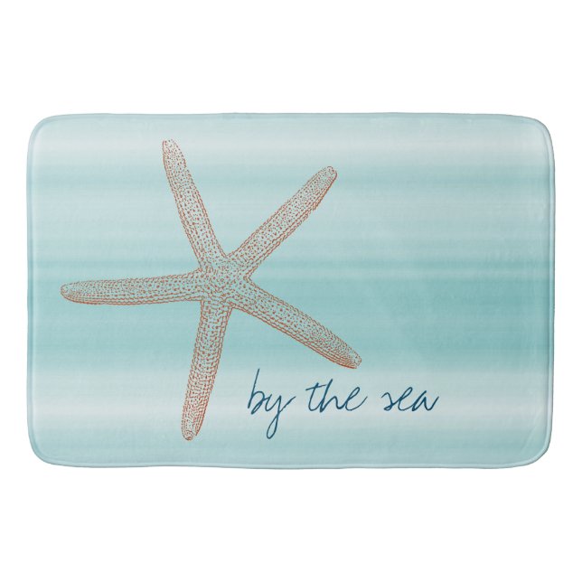 Tapete De Banheiro Aqua Mint White Beach Vibes Starfish       (Frente)