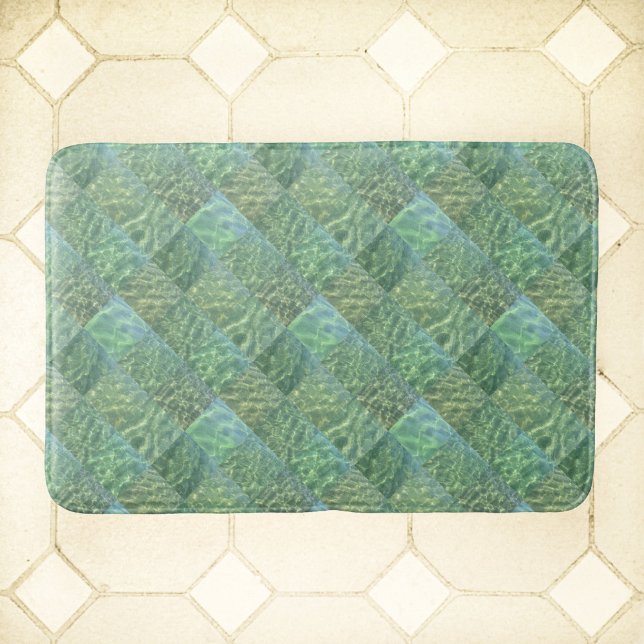 Tapete De Banheiro Aquamarine Patchwork Sea Green Water Boho Chic (Criador carregado)