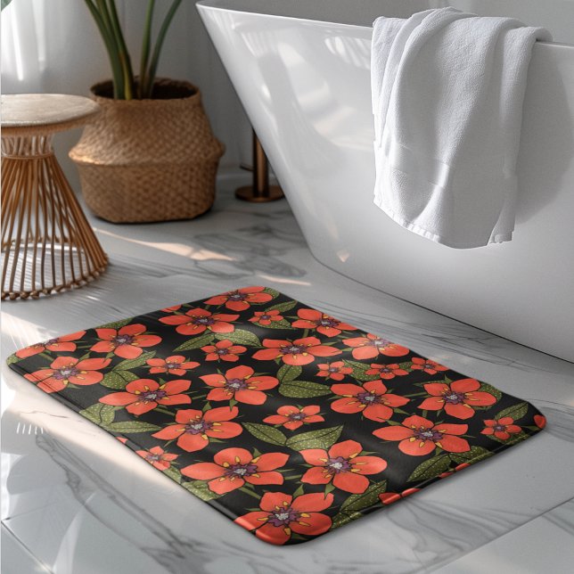 Tapete De Banheiro Aquarela de flores vermelhas (Criador carregado)