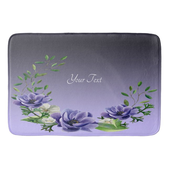 Tapete De Banheiro Aquarela Flores Púrpuras Bath Mat (Frente)