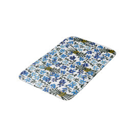 Tapete De Banheiro Aquarela Flores Silvestres Azuis Boho Chic