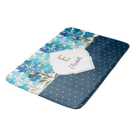 Tapete De Banheiro Aquarela Moderna Boho Azul Floral Pintada à Mão
