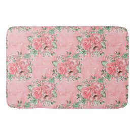 Tapete De Banheiro Aquarela Shabby Chic Rosas Cor-de-Rosa e Pontos