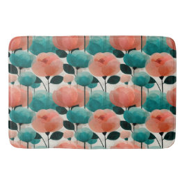 Tapete De Banheiro Aquarela Vintage Floral Rosa e Verde