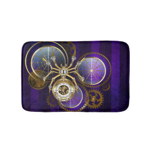 Tapete De Banheiro Aranha Steampunk no fundo roxo
