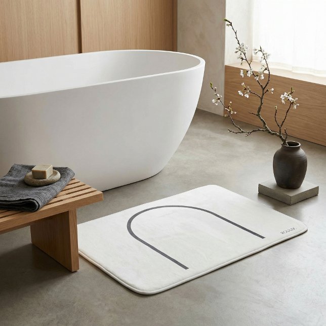 Tapete De Banheiro Architectural Off-White Fine Line Japandi Minimali (Architectural Off-White Fine Line Japandi Minimali Bath Mat)
