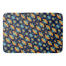 Art Deco - flores laranja azuis