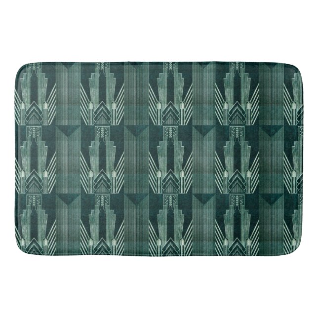 Tapete De Banheiro Art deco, Verde, preto, padrão, art nouveau, vinta (Frente)