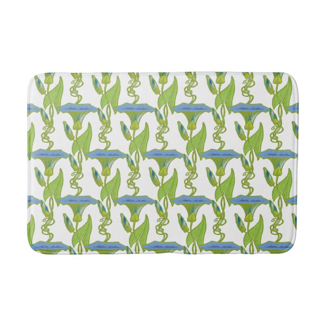 Tapete De Banheiro Art Nouveau azul Ipomoea floral wallpaper damask (Frente)