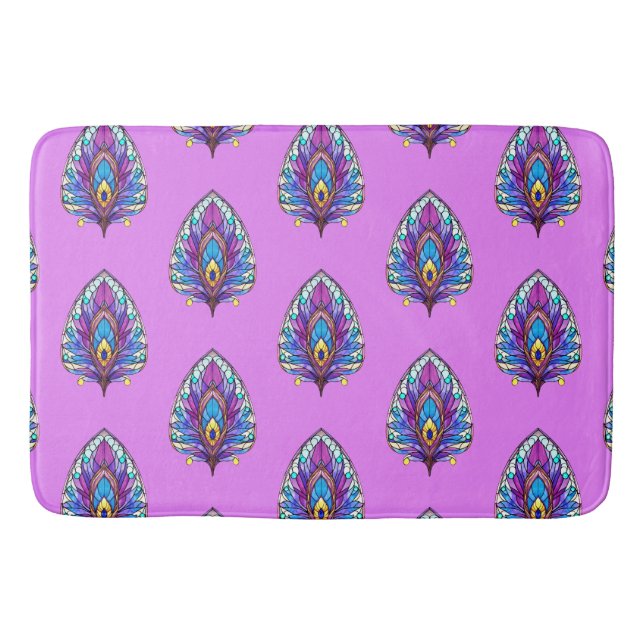 Tapete De Banheiro Art Nouveau Estilo De Vidro Pavão Arrefecido (Frente)